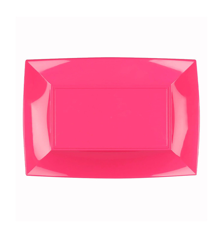Plastic dienblad microgolfbaar fuchsia "Nice" 28x19cm (12 stuks) Plastic dienblad microgolfbaar fuchsia "Nice" 28x19cm (12 stuks)
