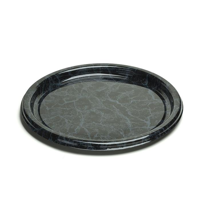 Plastic dienblad Rond vormig marmer 40 cm (50 stuks) Plastic dienblad Rond vormig marmer 40 cm (50 stuks)