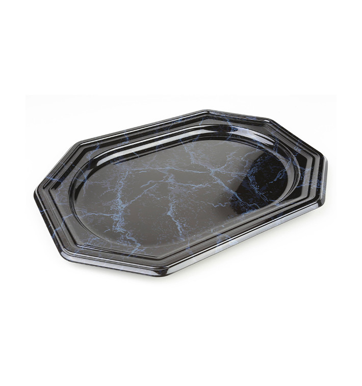 Plastic schotel Achthoekig marmer 27x19 cm (50 stuks) Plastic schotel Achthoekig marmer 27x19 cm (50 stuks)