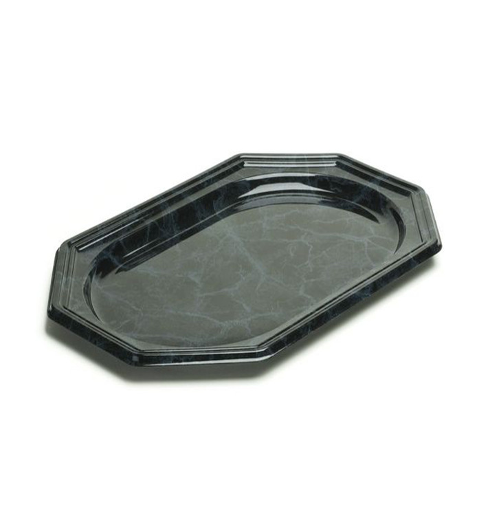 Plastic schotel Achthoekig marmer 55x38 cm (50 stuks) Plastic schotel Achthoekig marmer 55x38 cm (50 stuks)