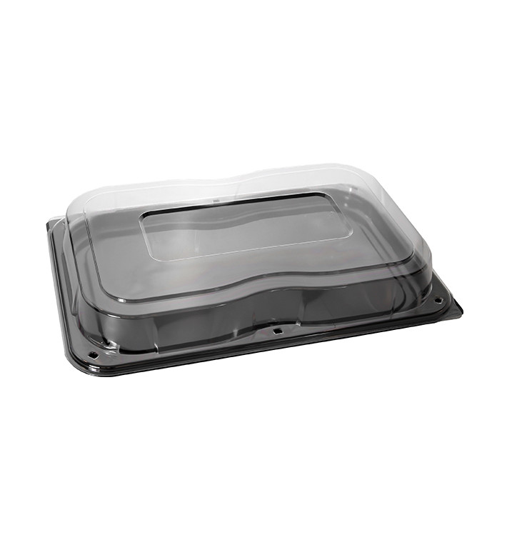 Plastic dienblad met Deksel zwart 55x37cm (15 stuks) Plastic dienblad met Deksel zwart 55x37cm (15 stuks)