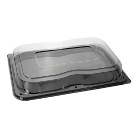 Plastic dienblad met Deksel zwart 55x37 cm (25 stuks) 