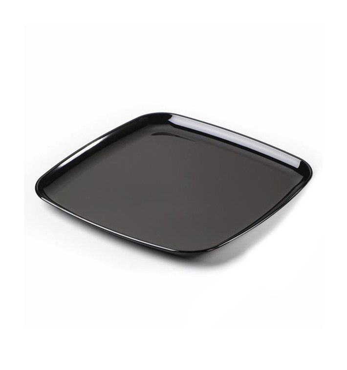 Plastic dienblad Vierkant Hard zwart 27x27 cm (25 stuks) Plastic dienblad Vierkant Hard zwart 27x27 cm (25 stuks)