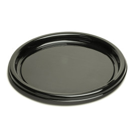 Plastic bord Rond vormig zwart 23Cm (250 stuks)