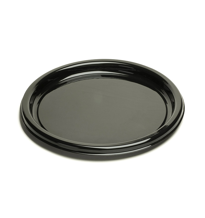 Plastic bord Rond vormig zwart 26 cm (250 stuks)