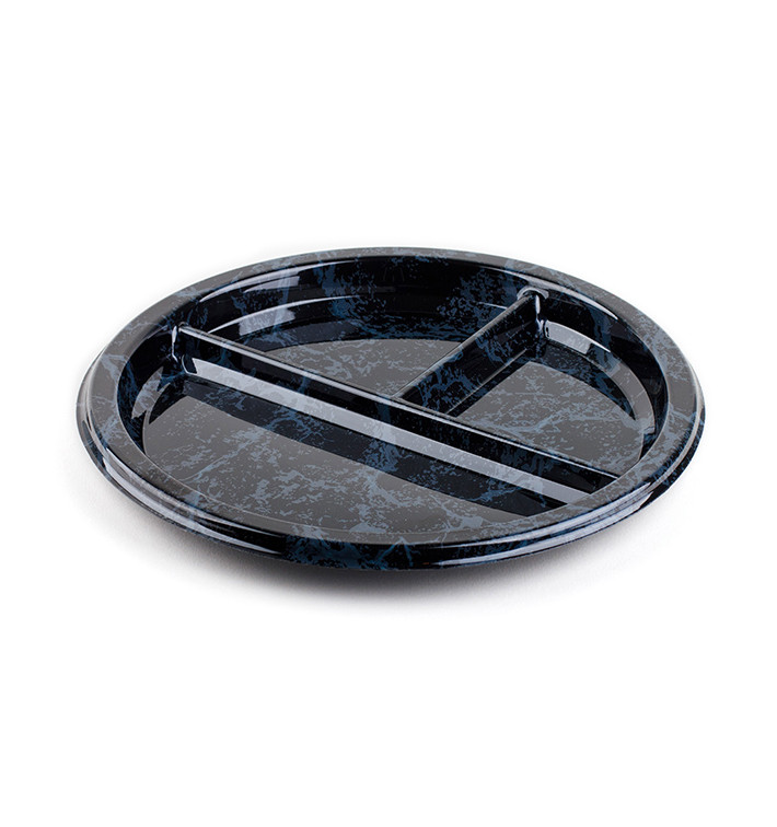 Plastic bord Rond vormig 3C marmer 26cm (250 stuks) Plastic bord Rond vormig 3C marmer 26cm (250 stuks)