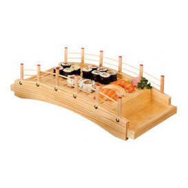 Houten Sushi Bridge Bediening dienblad 43x21,5x12,5cm (1 stuk) 
