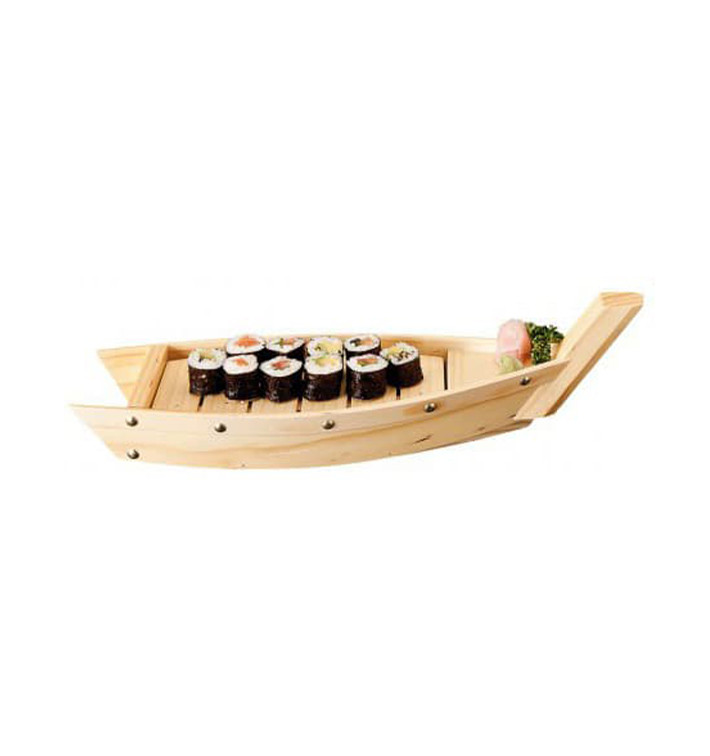 Houten Sushi boot Bediening dienblad 44x13x11cm (1 stuk) Houten Sushi boot Bediening dienblad 44x13x11cm (1 stuk)