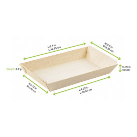 Houten dienblad 13x6,5x2cm 125ml (100 stuks)