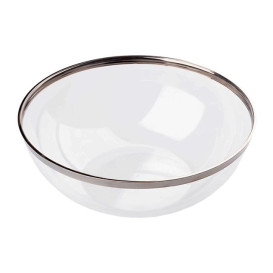 Plastic Kom met Rim PS Kristal Hard zilver 3500ml Ø27cm (4 stuks) 