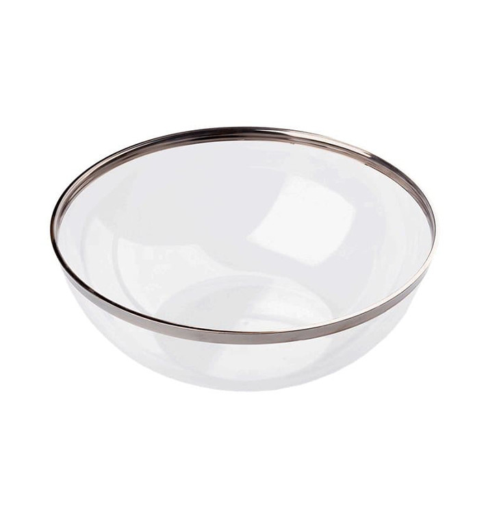 Plastic Kom met Rim PS Kristal Hard zilver 3500ml Ø27cm (40 stuks) Plastic Kom met Rim PS Kristal Hard zilver 3500ml Ø27cm (40 stuks)