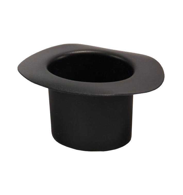 Plastic Proeving Kom met hoed design PP "Hot voorm" zwart 60ml (24 stuks) Plastic Proeving Kom met hoed design PP "Hot voorm" zwart 60ml (24 stuks)