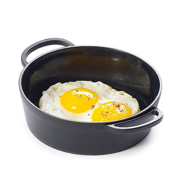 Bediening mini Paella pan dienblad PP zwart 9cm (6 stuks) Bediening mini Paella pan dienblad PP zwart 9cm (6 stuks)