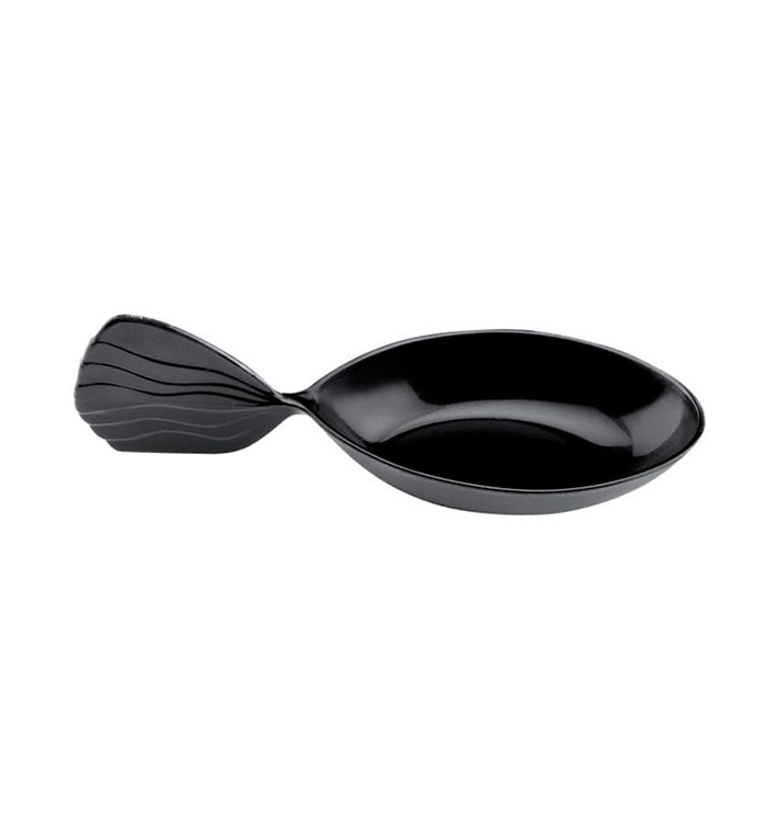 Proeving lepel PS "Fish" zwart 12 cm (600 stuks) Proeving lepel PS "Fish" zwart 12 cm (600 stuks)