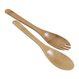 Bamboe Saladelepel en vork 25cm (50 stuks)