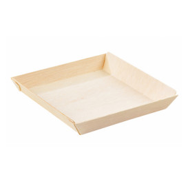 Houten schaal Vierkant 17x17x3,6cm 800ml (100 stuks)