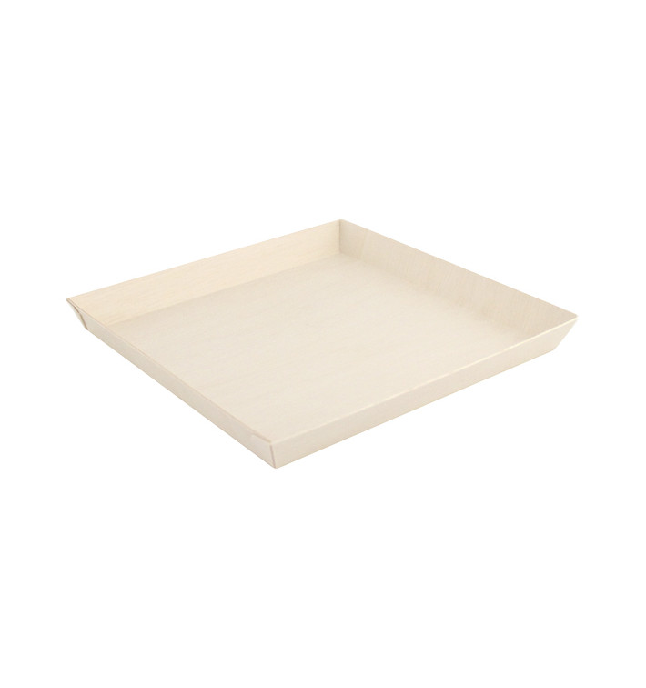 Houten schaal Vierkant 23x23x2,5cm 1250ml (100 stuks) Houten schaal Vierkant 23x23x2,5cm 1250ml (100 stuks)