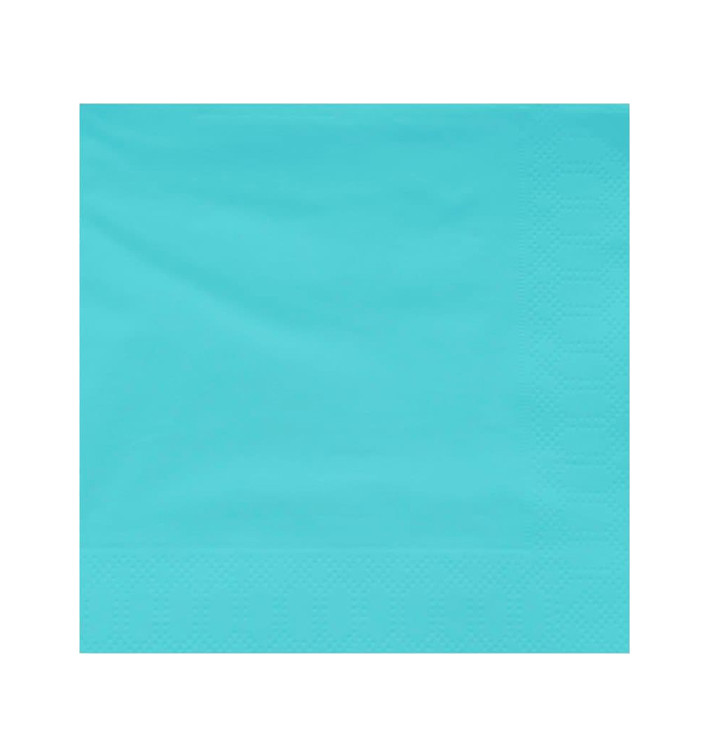 Papieren servet turkoois rand 20x20cm 2C (100 stuks) Papieren servet turkoois rand 20x20cm 2C (100 stuks)