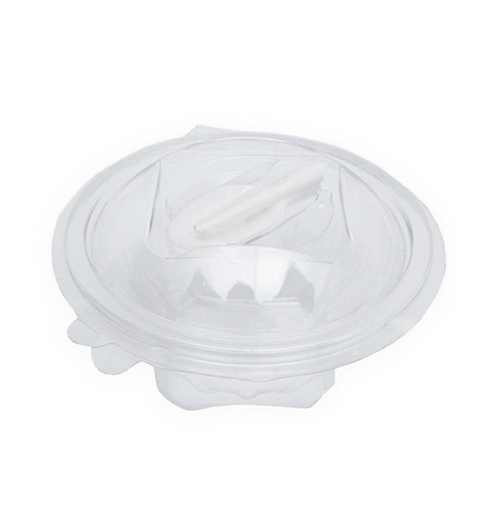 Plastic saladekom APET Rond vormig met lepel 250ml Ø12cm (360 stuks) Plastic saladekom APET Rond vormig met lepel 250ml Ø12cm (360 stuks)