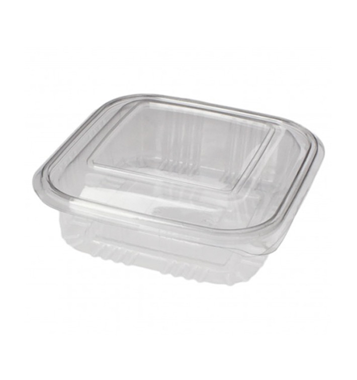 Plastic scharnierende Deli-Container PET Vierkant 370ml (100 stuks) Plastic scharnierende Deli-Container PET Vierkant 370ml (100 stuks)