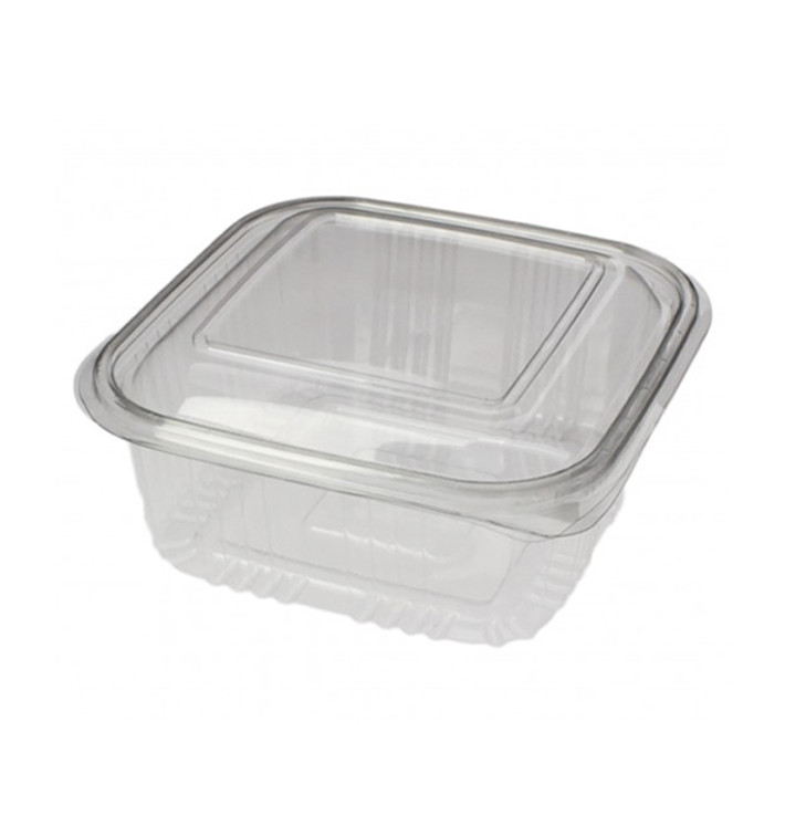Plastic scharnierende Deli-Container PET Vierkant 500ml (900 stuks) Plastic scharnierende Deli-Container PET Vierkant 500ml (900 stuks)