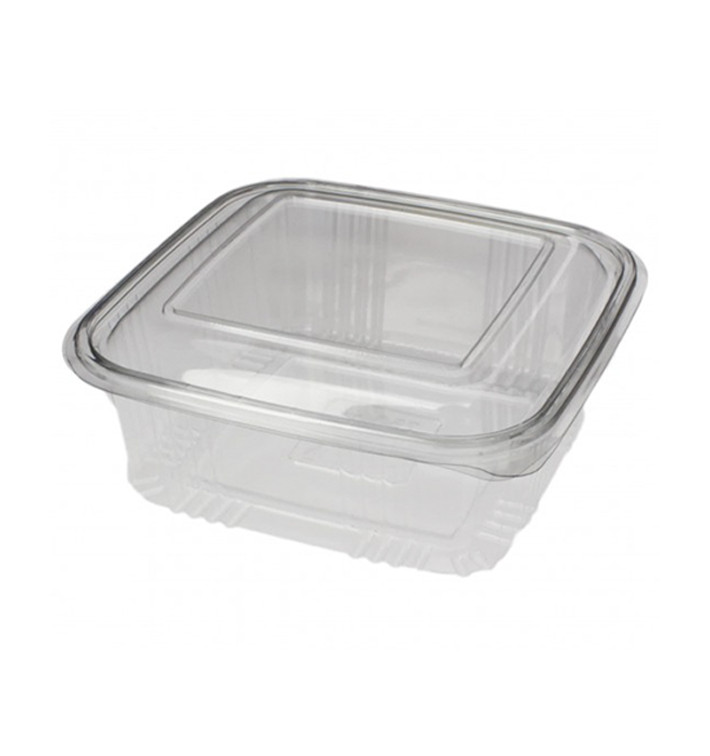 Plastic scharnierende Deli-Container PET Vierkant 750ml (100 stuks) Plastic scharnierende Deli-Container PET Vierkant 750ml (100 stuks)