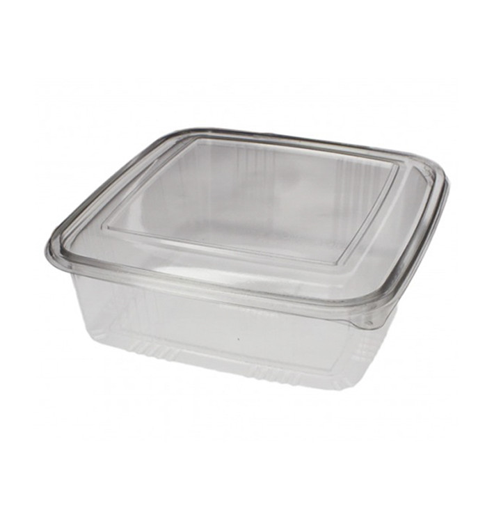 Plastic scharnierende Deli-Container PET Vierkant 1500ml (50 stuks) Plastic scharnierende Deli-Container PET Vierkant 1500ml (50 stuks)