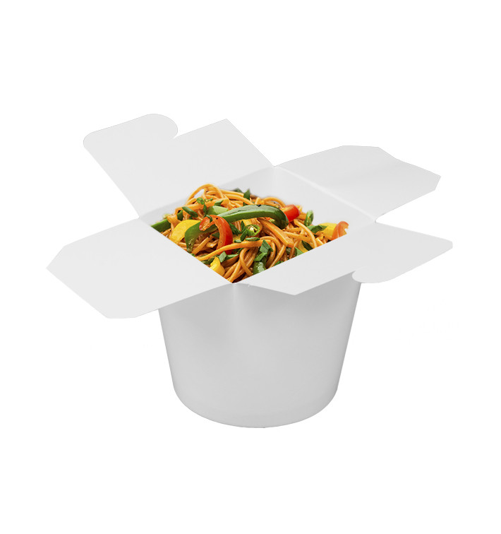 Papieren take-out Container wit 529ml (50 stuks) Papieren take-out Container wit 529ml (50 stuks)