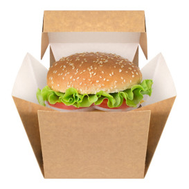 Gourmet Hamburger Doos Kraft 13x13x13cm (25 Stuks)