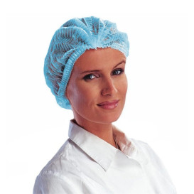 Wegwerp haarnetje PP blauw 2 rubber Ø53cm (100 stuks)