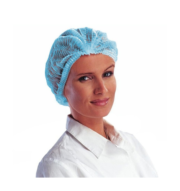 Wegwerp haarnetje PP blauw 2 rubber Ø53cm (100 stuks) Wegwerp haarnetje PP blauw 2 rubber Ø53cm (100 stuks)