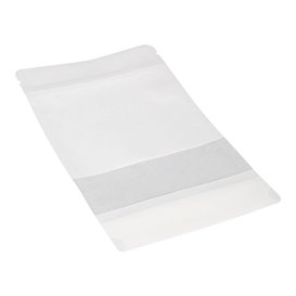 Papieren Doypack Wit met zelfsluiting en venster 12+6x20cm (1000 stuks)