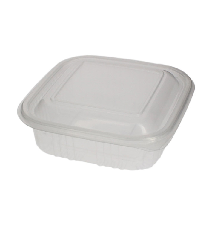 Plastic scharnierende Deli-Container microgolfbaar PP Vierkant 370ml (900 stuks) Plastic scharnierende Deli-Container microgolfbaar PP Vierkant 370ml (900 stuks)