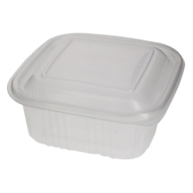 Plastic scharnierende Deli-Container microgolfbaar PP Vierkant 500ml (50 stuks) 