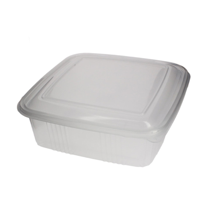 Plastic scharnierende Deli-Container microgolfbaar PP Vierkant 1500ml (200 stuks) Plastic scharnierende Deli-Container microgolfbaar PP Vierkant 1500ml (200 stuks)