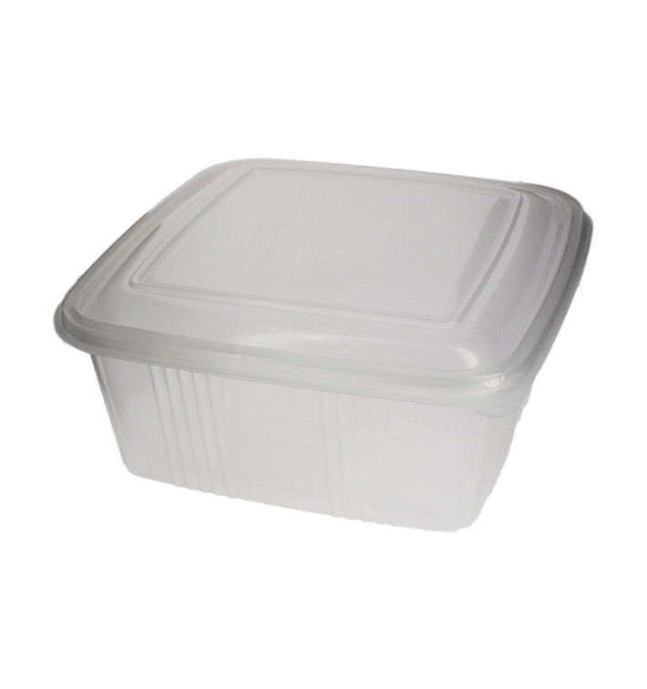 Plastic scharnierende Deli-Container microgolfbaar PP Vierkant 2000ml (50 stuks) Plastic scharnierende Deli-Container microgolfbaar PP Vierkant 2000ml (50 stuks)