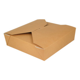 Papieren take-out Container "American" Naturel 21,7x21,7x6cm 2910ml (35 stuks) 