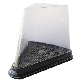 Plastic cakeplak Container transparant zwarte voet (300 stuks)