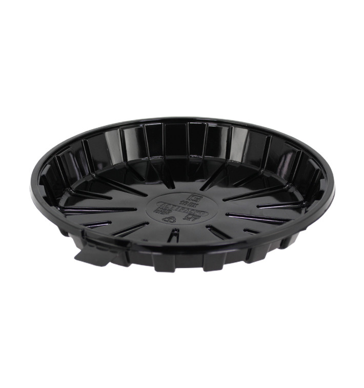 Plastic Cakeplak Container APET Zwart Ø16cm (210 Stuks) Plastic Cakeplak Container APET Zwart Ø16cm (210 Stuks)
