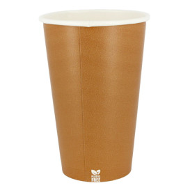 Plastic-Vrije Papieren Beker 16 Oz/480ml "Caramel" Ø9cm (50 stuks)