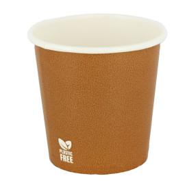 Plastic-Vrije Papieren Beker 4Oz/120ml "Caramel" Ø6,2cm (100 stuks)