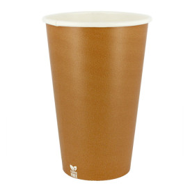 Plastic-Vrije Papieren Beker 16 Oz/480ml "Caramel" Ø9cm (50 stuks)