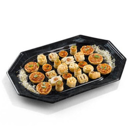 Plastic schotel Achthoekig marmer 55x38 cm (5 stuks) 