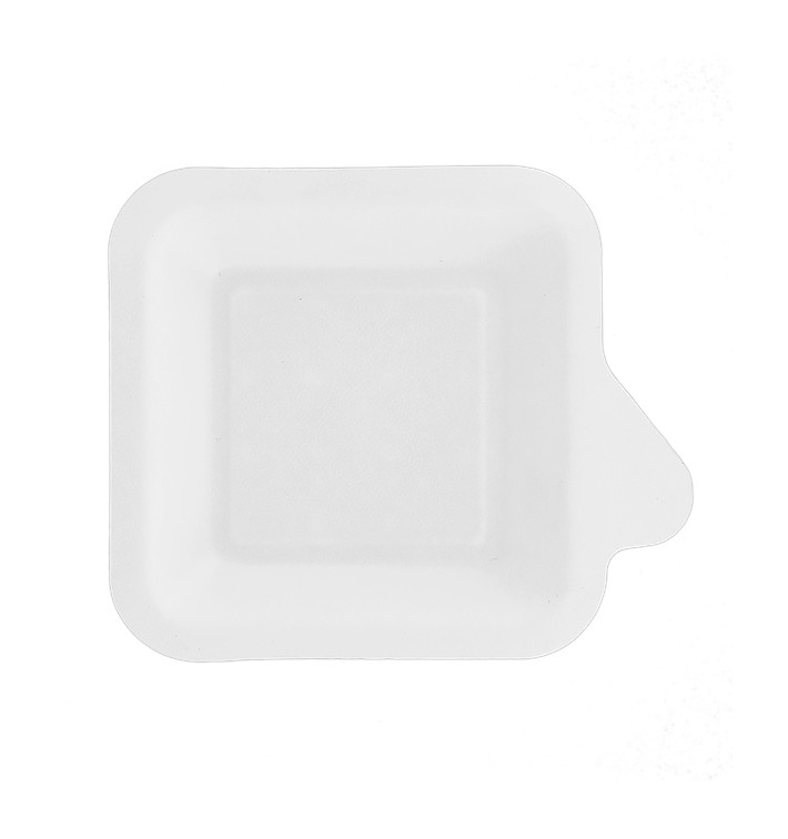 Suikerriet bord met Hendel wit 11x11 cm (50 stuks) Suikerriet bord met Hendel wit 11x11 cm (50 stuks)