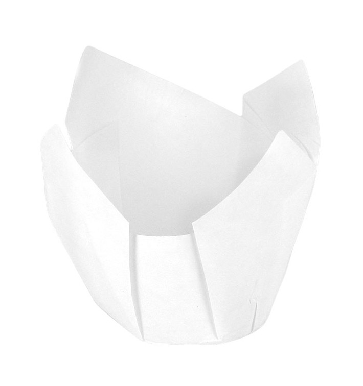 Cupcake vorm voering tulpvorm wit Ø5x4,2/7,2cm (135 stuks) Cupcake vorm voering tulpvorm wit Ø5x4,2/7,2cm (135 stuks)