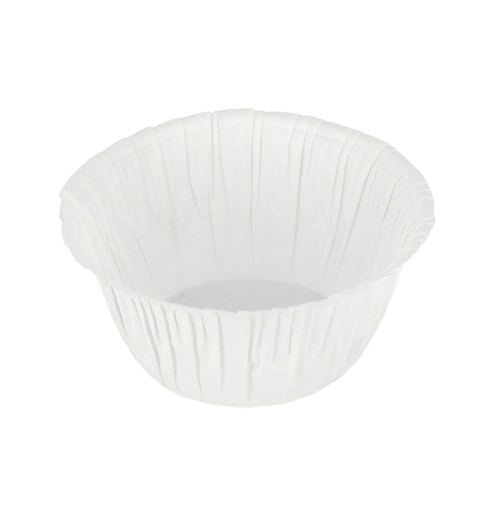 Cupcake vorm voering wit 4,9x3,8x7,5cm (1800 stuks) Cupcake vorm voering wit 4,9x3,8x7,5cm (1800 stuks)