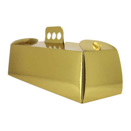 Goud gemetalliseerde kartonnen doos Yule Log 38,5x12x10,5cm (50 stuks)
