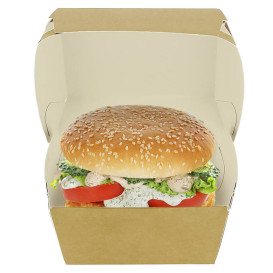 Bakjes Hamburger Kraft Kartonnen Dubbele Sluiting 11x11x7,5cm (50 Stuks)