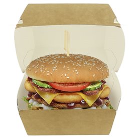 Bakjes Mega Hamburger Kraft Kartonnen Dubbele Sluiting 15,5x15,5x10cm (200 Stuks)