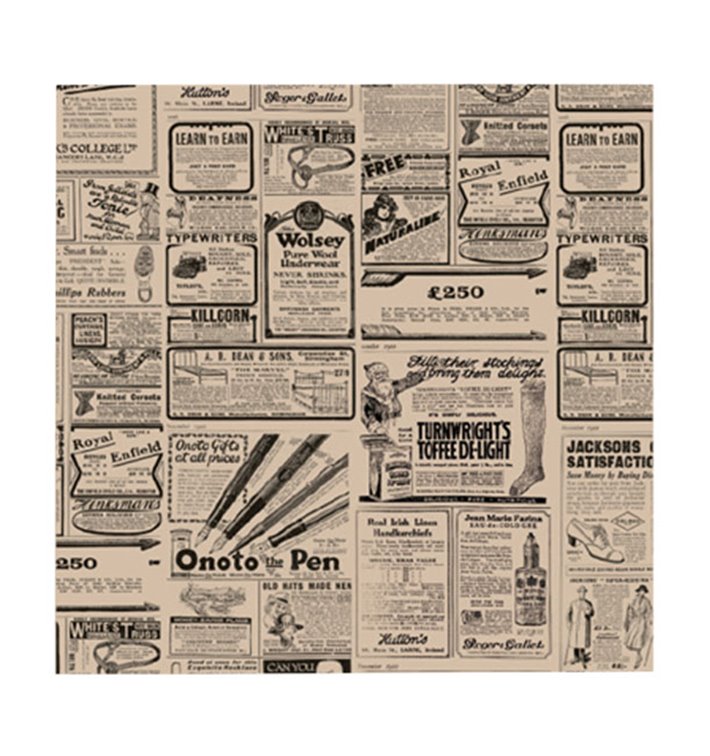 Graspapier inpakvellen "Times" kraft 31x31cm (1000 stuks) Graspapier inpakvellen "Times" kraft 31x31cm (1000 stuks)